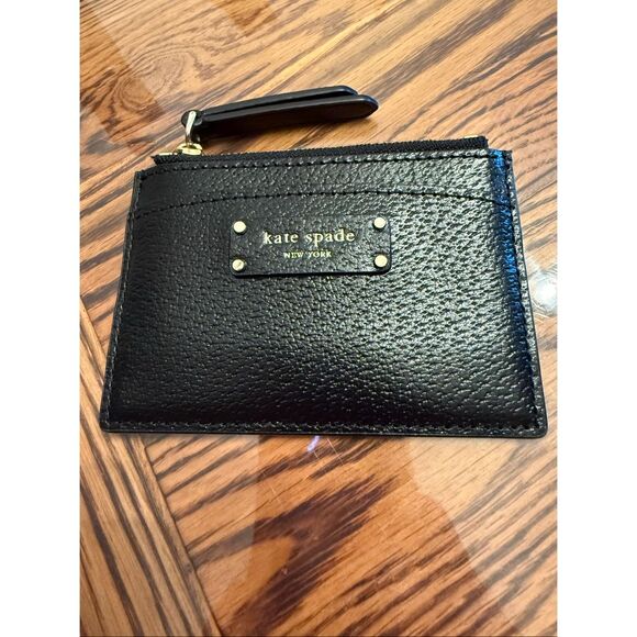 Kate Spade New York Black Authentic Cow Leather Card Wallet Holder - Picture 2 of 5